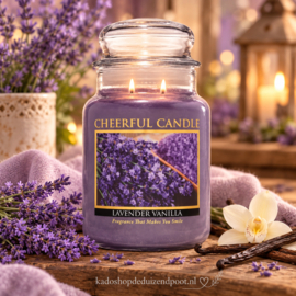 Lavender Vanilla  geurkaars Cheerful Candle 2 lonten 680 gram