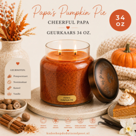 Papa's Pumpkin Pie geurkaars Cheerful Candle Papa Collectie 155 branduren