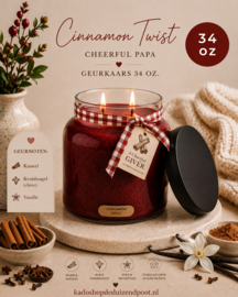 Cinnamon Twist geurkaars Cheerful Candle Papa Collectie 155 branduren