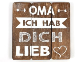 Texttafel 20x20cm Oma ich hab dich lieb natural