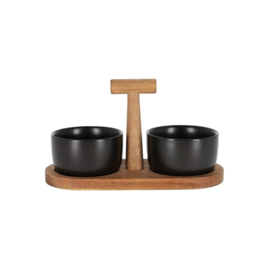 Bits & Bites Bo serveerset zwart met houten plank – 24 x 11 x 12 cm  Jens Living