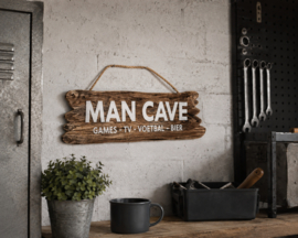 Houten tekstbord Man Cave naturel 12 x 30 cm
