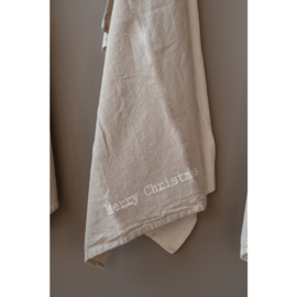 Festive Merry Xmas theedoek set van 2 – taupe - zand