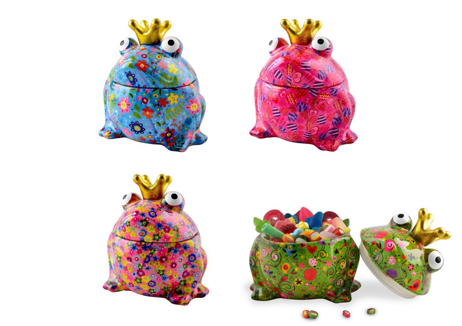 Pomme Pidou snoep pot / koekjes pot kikker Freddy (Blauw)