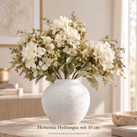 Real Touch Kunstbloem Boeket Dahlia Hortensia Hydrangea wit 55 cm