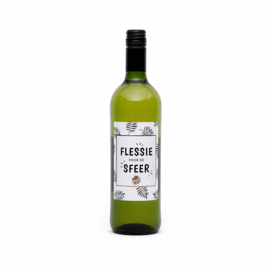 Fles Witte wijn Met tekst  ''flessie voor de sfeer'  appje' Vin Blanc (voornamelijk Grenache blanc) – Vin de France