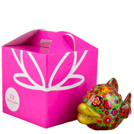 Pomme Pidou  - Spaarpot - Medium - Fish Kelly Groen met Bloemen