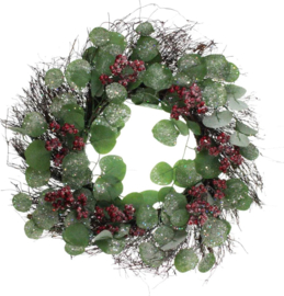 Krans Eucalyptus rode bessen real touch glitter Ø55cm