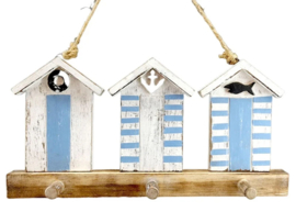 Houten kapstok strandhuisjes – frisse sfeer en praktisch gema