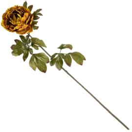 Kunstbloem Pioenroos  Mustard (83 cm)  RealTouch zijdebloem