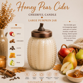 Honey Pear Cider geurkaars Large Pumpkin Jar (130 branduren)