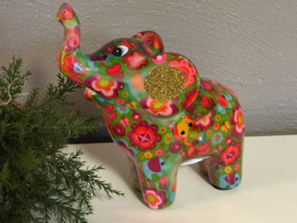 Pomme Pidou Spaarpot Olifant “Darcy” groen bloemenprint