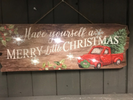 Wandbord Merry Christmas met LED 21x60 cm