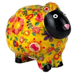 Pomme Pidou spaarpot schaap "Peluche" Geel Keramiek 15,5 cm x 11.5 cm x 12cm