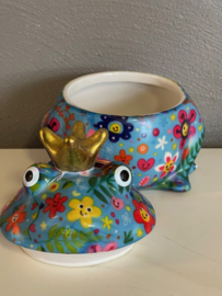 Pomme Pidou snoep pot / koekjes pot kikker Freddy Medium Blauw