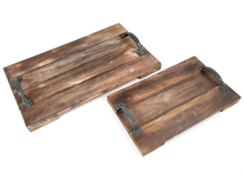 Houten dienblad met handgrepen 30x18 cm naturel