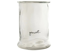 Gusta Windlicht  Vaas “Geniet” Glasdecoratie met boodschap