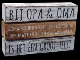 Houten Tekstblok 16x24cm Bij Opa & Oma