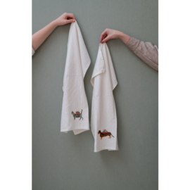 Festive Friends kerst theedoek set van 2 off white