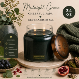 Midnight Grove geurkaars Cheerful Candle Papa Collectie 155 branduren