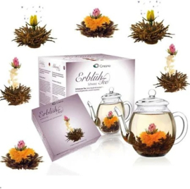 Theebloemen Creano set met glazen theepot zwarte thee
