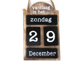 Kalender metalen plaatjes 25cm natural/black