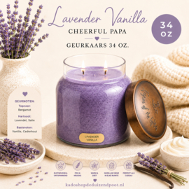 Lavender Vanilla geurkaars Cheerful Candle Papa Collectie 155 branduren