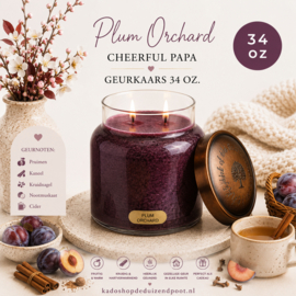 Plum Orchard geurkaars Cheerful Candle Papa Collectie 155 branduren