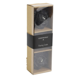 Countryfield drijfkaars bloem Rosi M zwart 6 cm set van 3