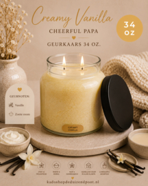 Creamy Vanilla geurkaars Cheerful Candle Papa Collectie 155 branduren