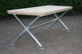 Tafel met kruispoot steigerbuis 80x200cm