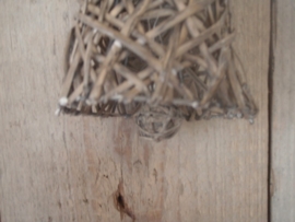 Kerstklok grijs riet (11 cm)