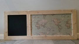 Krijt- prikbord 70x165cm (1/3  2/3)  steigerhouten lijst