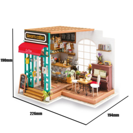 Robotime DIY house;  Simons coffeehouse