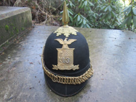 US cloth helmet M1860 New/York National Guard Excelsior Brigade 1861/1864 Pinhelm Amerikaanse helm vuurverguld beslag nette staat bijzonder stuk.