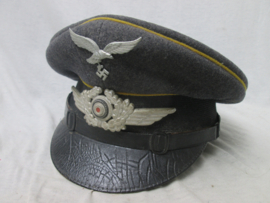 German Air force cap Luftwaffe Fallschirmjager yellow ribbon.Duitse piloten pet mooi gestempeld in perfekte staat FL.GR. Hall