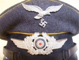 German Air force cap Luftwaffe Fallschirmjager yellow ribbon.Duitse piloten pet mooi gestempeld in perfekte staat FL.GR. Hall