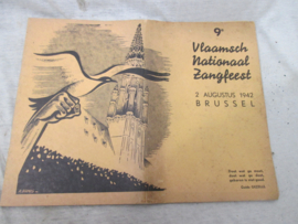 Belgische Vlaamse Collaboratie zangbundel 9e Vlaamse Nationaal zangfeest Brussel 2 augustus  1942. Volk en Staat.