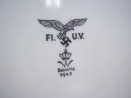 German saucer of the Luftwaffe. Bavaria factory. Duits bordje van de luftwaffe, met datum.