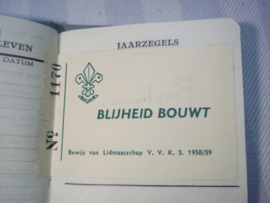 Scouting member book. Lid boekje Vlaams Verbond der katholieke Scouts.