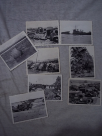 Foto reportage 8 stuks over Duinkerken 1940 in een mapje wat je tijdens de oorlog kon kopen.