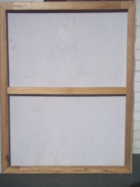 Nieuw schilderij, Russische soldaat met kozakken zwaard en typische muts. groot formaat; 90 bij 70 cm. geschildert rond 1995- 2005..