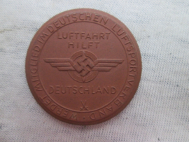 German medal, coin, plaque, Meissen DLV - Werdet Mitglied im Deutschen Luftsportverband - Luftfahrt hilft Deutschland - NS Grossflugtag Dresden Heller 1935. Meissen steingut.