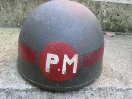 British dispatcher helmet BMB- 1944 in nearly MINT condition, used by the Belgium Army Forces. Engelse motorhelm in TOP staat, gebruikt in het Belgische leger. met PM (Patrouille Militair).