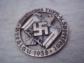 German tinnie, rally badge, rally badge, Duitse tinnie Deutsches turn und sport fest Breslau 1933.