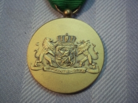 Dutch medal volunteer, with 15 years bar, in case. Nederlandse vrijwilligers medaille met jaar balk in doos.