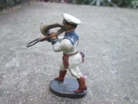 ELASTOLIN German Navy toy soldier. Duits speelgoed soldaatje Kriegsmarine drumband schuiftrombone.
