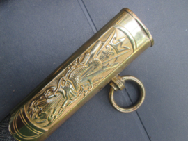 Danish naval sword 1840-1849. Deens Marine sabel officier zo rond 1900 vuurverguld met sabelkwast. gedragen staat mooi geetst met maker uit Kopenhagen.