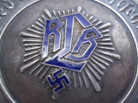 German plaque of the Civil defence. Duitse deur plaquette van de RLB Mitglied des Reichsluftschutzbundes Landesgruppe Berlin, met een blauw geemailleerd RLB vroeg model zware kwaliteit Zeldzaam met emaille.