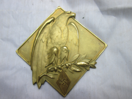 HJ sporting medal gilt. Duitse plaquette Hitler- Jugend, vuurverguld, groot formaat mooi afgewerkt, Leistungsklassen Kämpfe 1940, TOP stuk